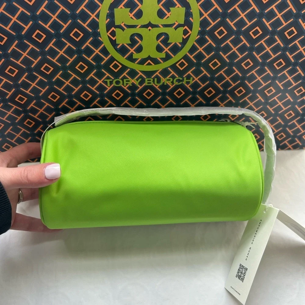 Tory Burch BonBon Virginia Cylinder Bag Shoulder Bag Sugared Apple Green Silver